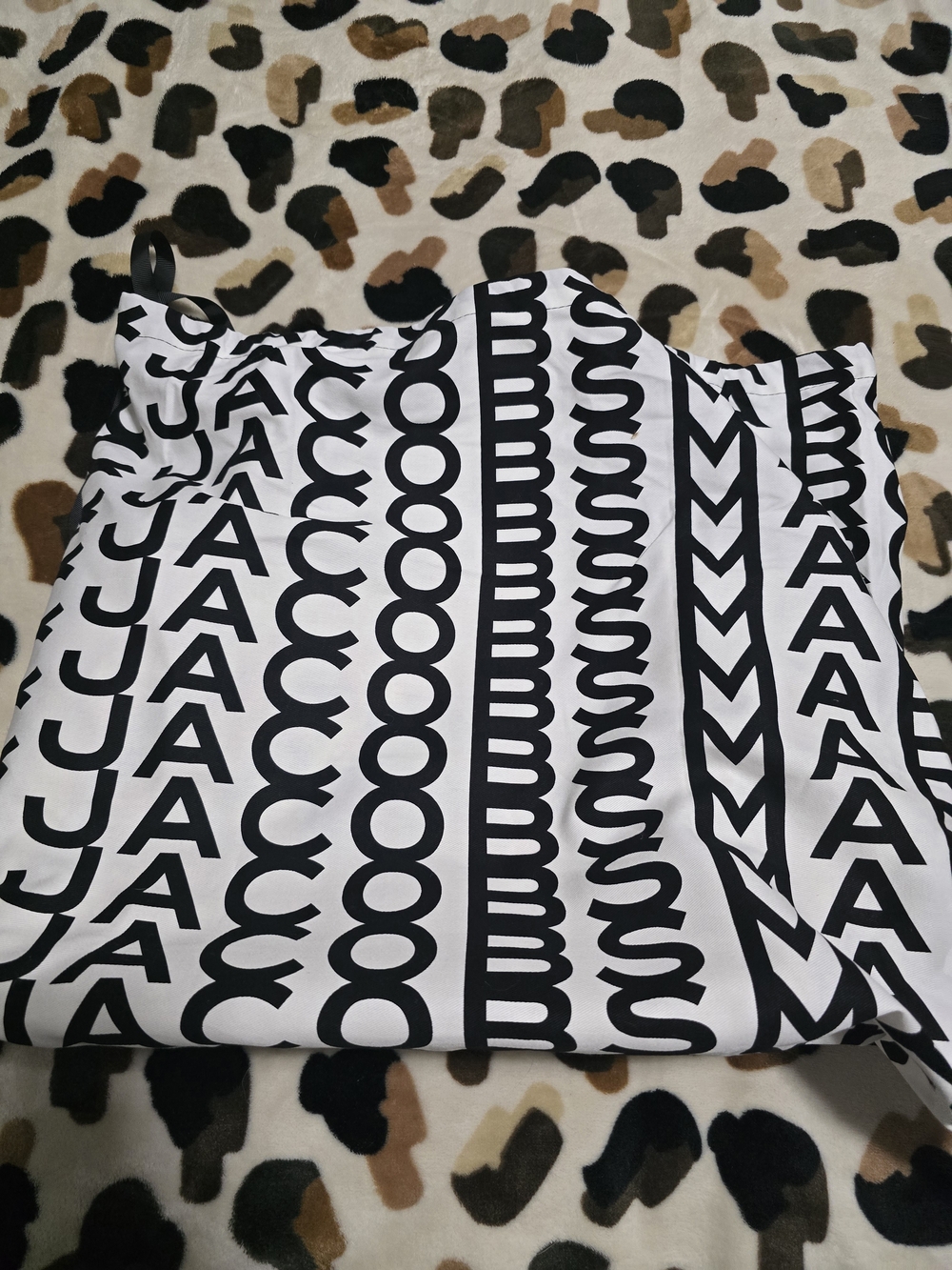 Marc Jacobs Black & White Graphic Logo Stripe Tote